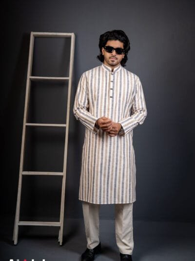 Luxury Linen Stripe: Desert Sand