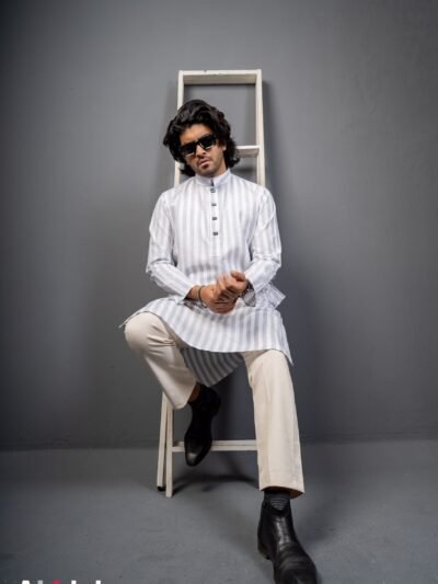 Luxury Linen Stripe: Silver Ash