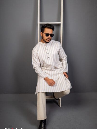 Luxury Linen Stripe: Toasted Almond